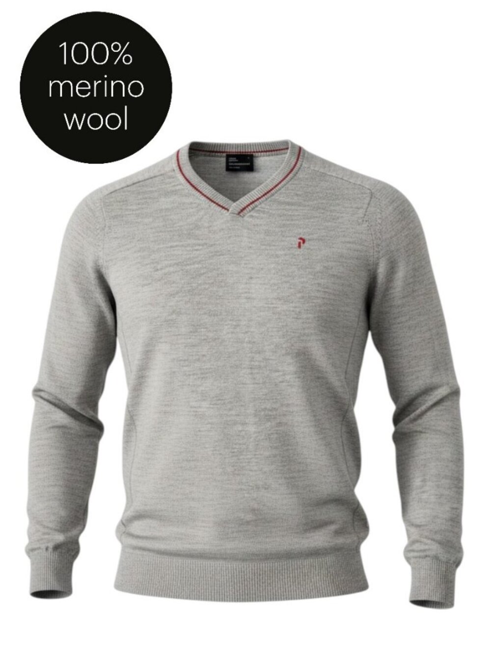 PEAK PERFORMANCE Light Gray Merino Wool V-Neck Sweater xl